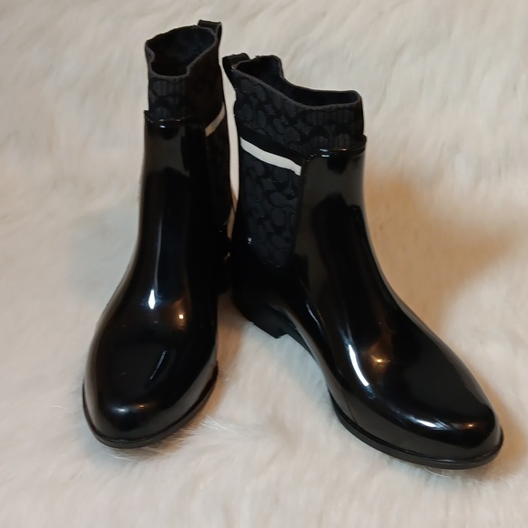 Coach Logo Rain Boots Size 8 Women - Picture 8 of 10